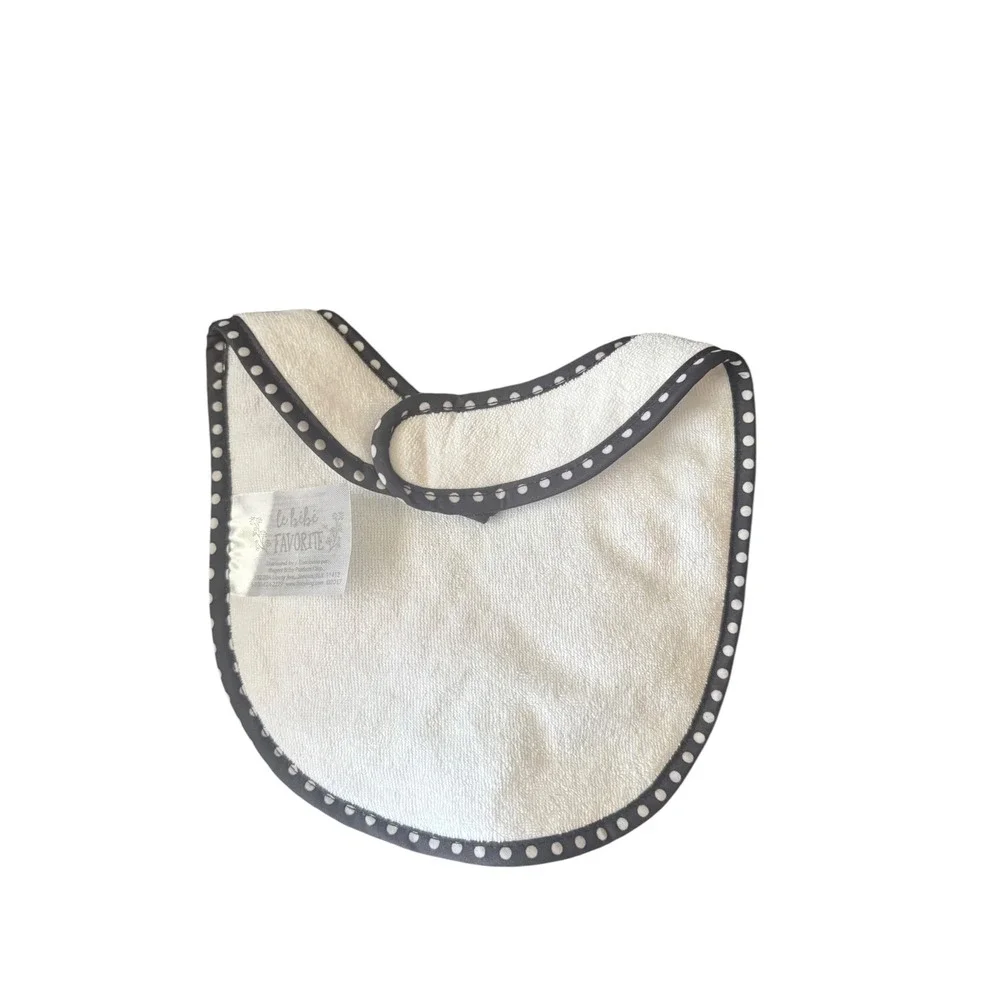 Le Bebe Favorite Baby Bib #Never Growing Up Embroidered Polka Dot Trim